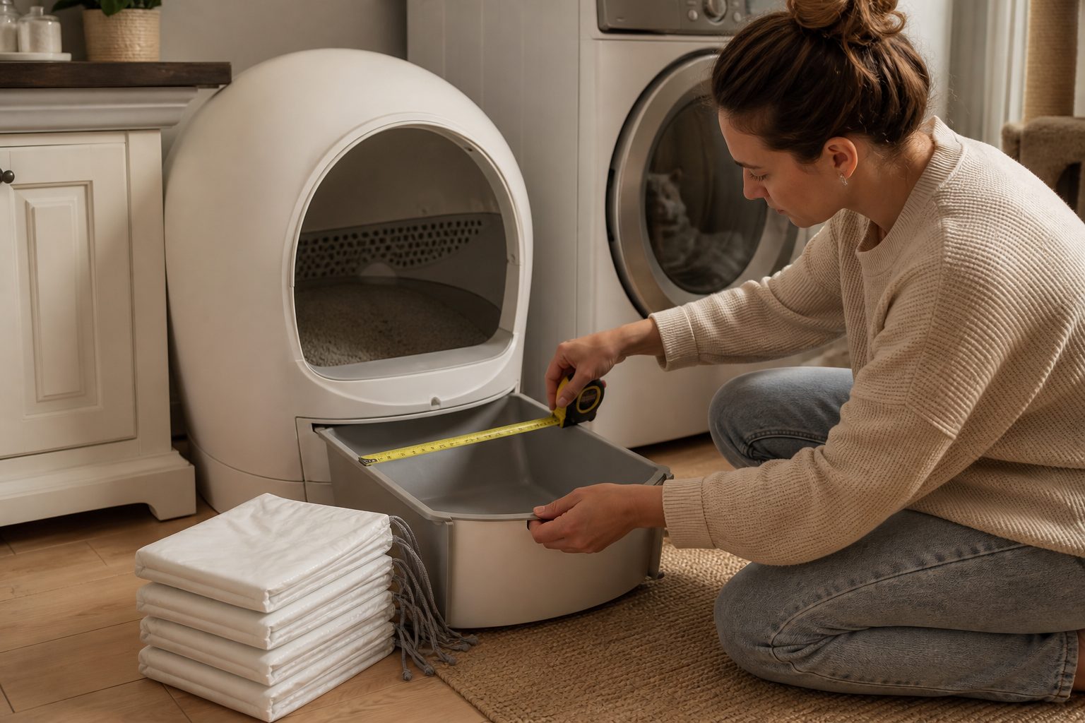 Measuring a litter robot waste drawer before ordering liners